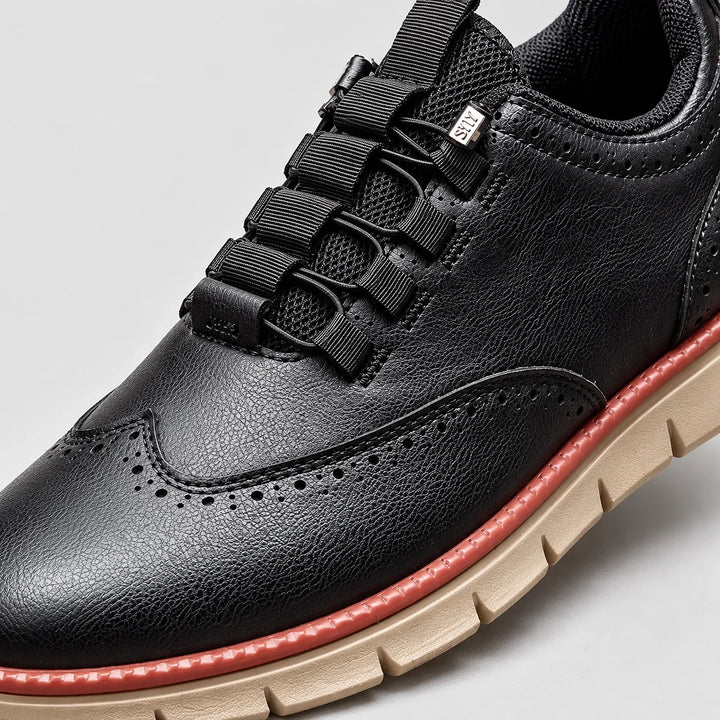 Halverton Leather Brogue Sneakers — Black (mens shoe zoom)
