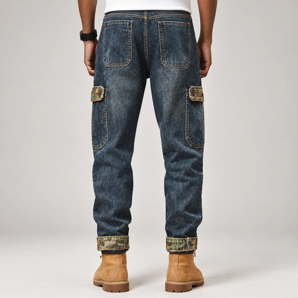Breckon Cotton Cargo Jeans — Blue (apparel back)