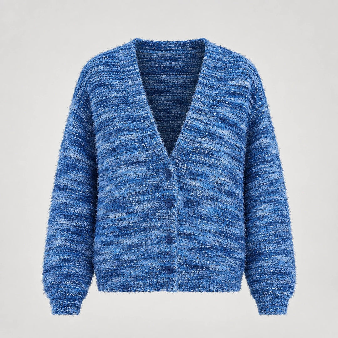 Belara Cotton Blend Cardigan — Blue (apparel solo)