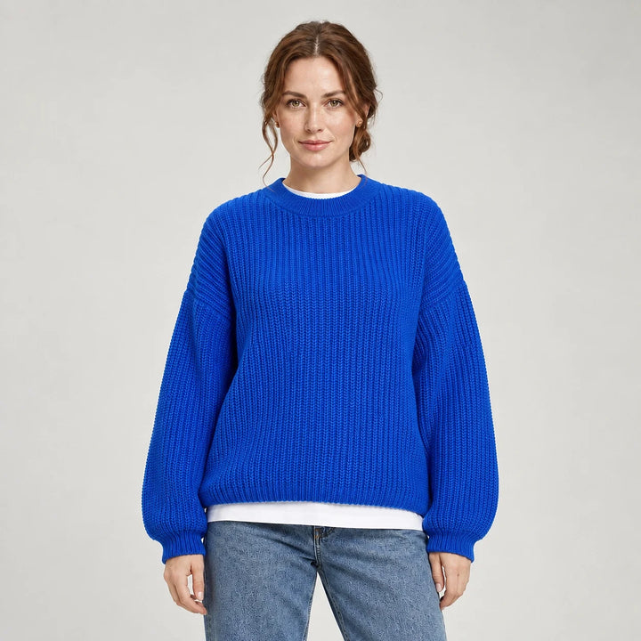 Brynn Ribbed Knit Sweater — Blue Theme (apparel front)