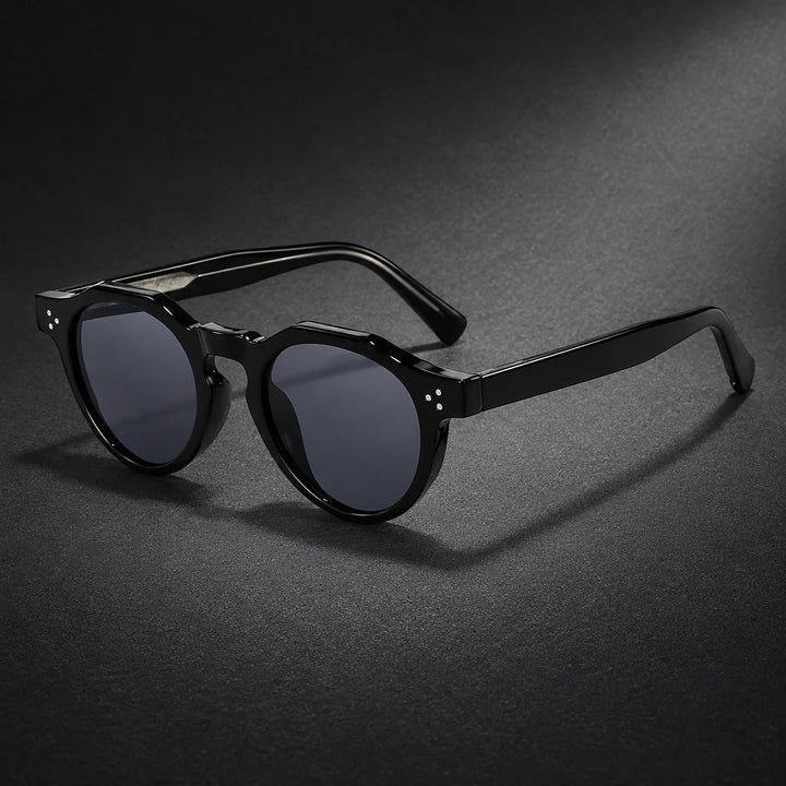 Deloro Capri Sunglasses — Bright Black Frame Black And Gray Film (sunglasses hero)