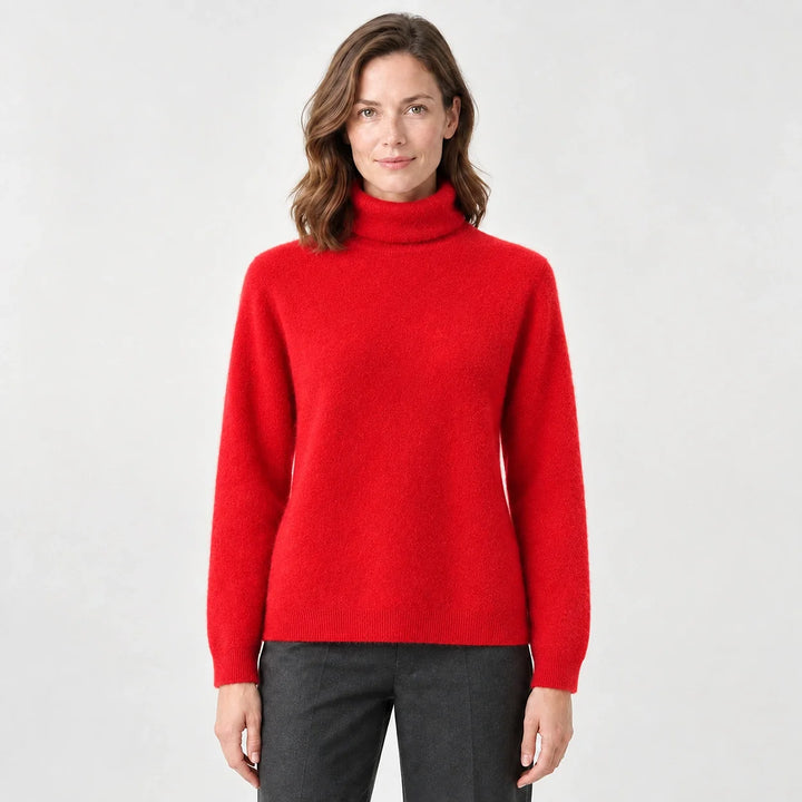 Delwyn Cashmere Turtleneck Sweater — Bright Red (apparel front)