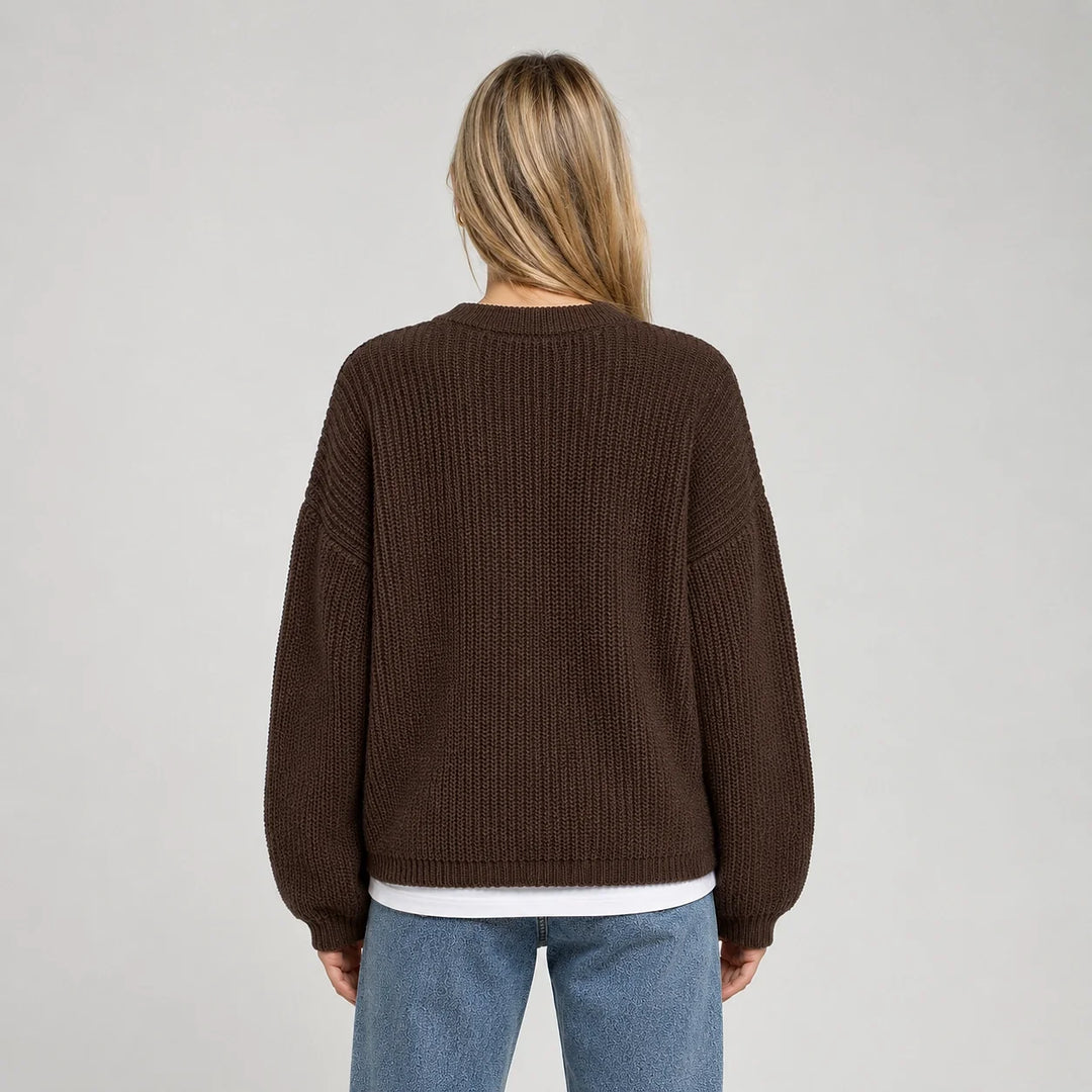 Brynn Ribbed Knit Sweater — Brown (apparel back)