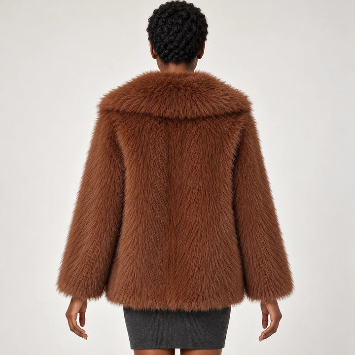 Neravessa Lapel Coat — Brown (apparel back)