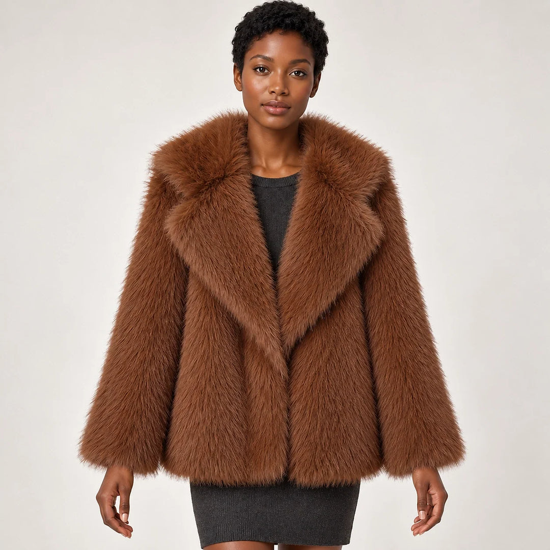 Neravessa Lapel Coat — Brown (apparel front)