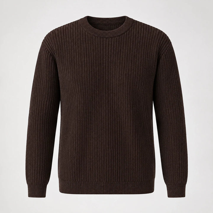 Harlen Ribbed Crewneck Sweater — Brown (apparel solo)