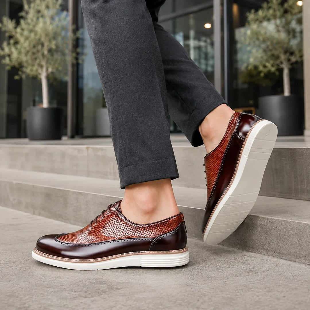Halston Leather Brogue Oxford — Brown & Burgundy (footwear environment 3)
