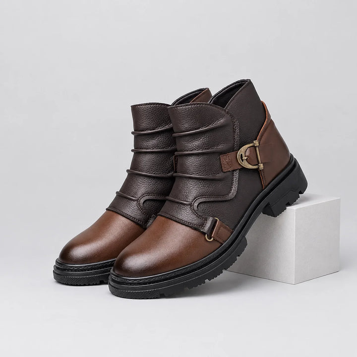 Harwick Leather Ankle Boots — Brown (gm-cx63) Trendy Boots (mens shoe pedestal)