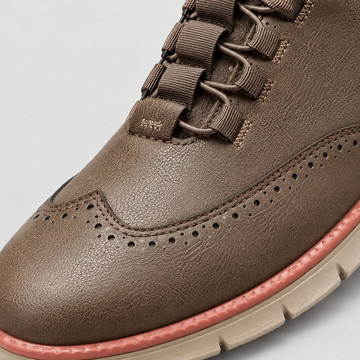 Halverton Leather Brogue Sneakers — Brown (mens shoe zoom)