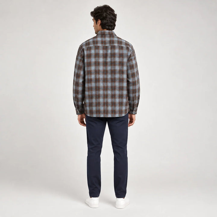 Delvano Plaid Flannel Shirt — Brown Plaid (apparel back)