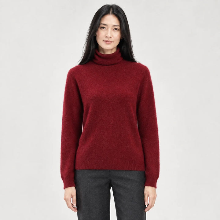 Delwyn Cashmere Turtleneck Sweater — Burgundy (apparel front)