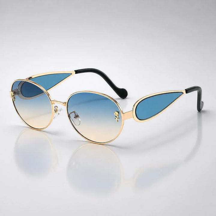 Delara Solano Sunglasses — C4 Gold Frame Blue And Yellow Film (sunglasses hero)