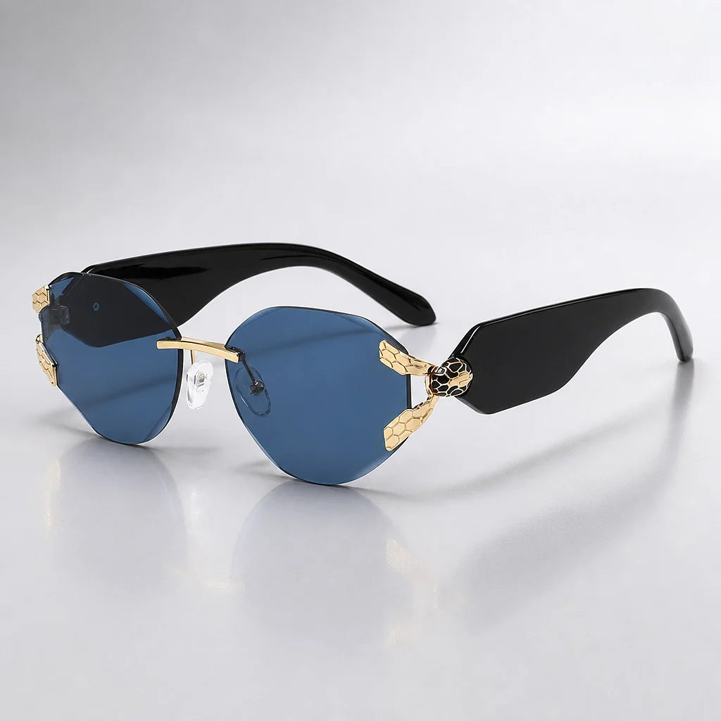 Calyx Serrano Sunglasses — C6 Gold Frame Dark Blue Film (sunglasses hero)