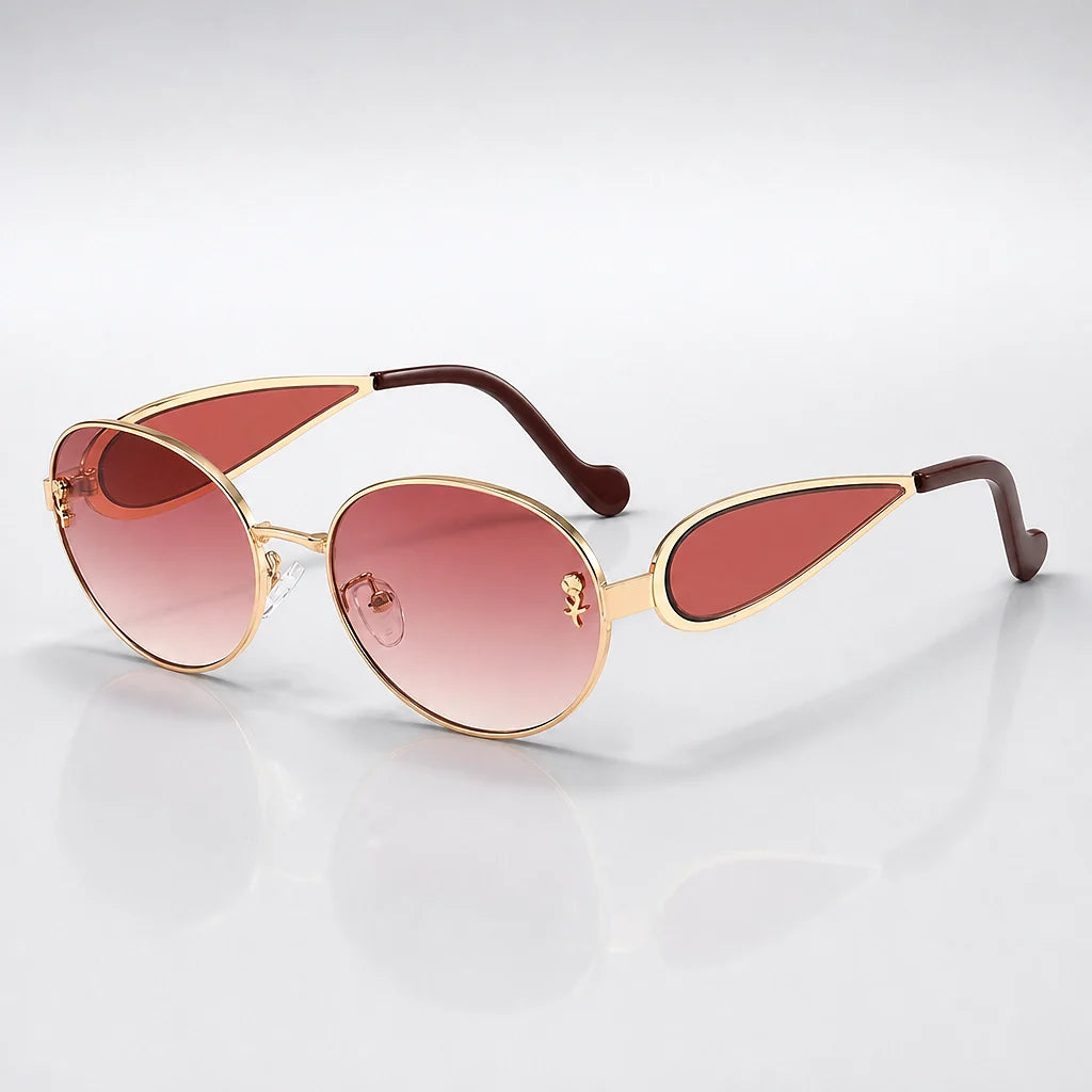 Delara Solano Sunglasses — C6 Gold Frame Gradually Red Film (sunglasses hero)