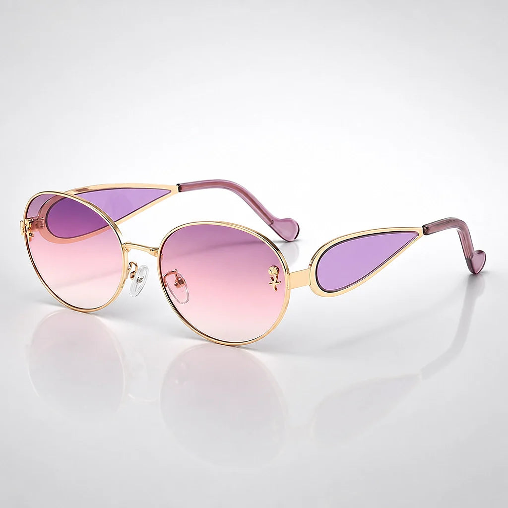 Delara Solano Sunglasses — C7 Gold Frame Purple Pink Tablets (sunglasses hero)