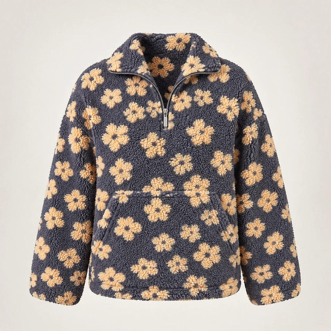 Dulce Floral Fleece Pullover — Charcoal Floral (apparel solo)