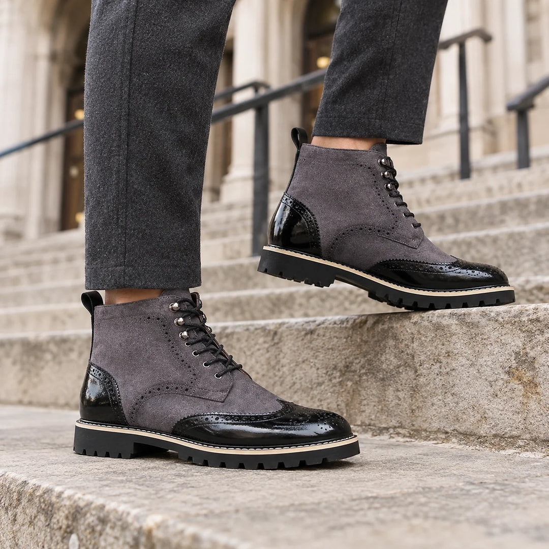 Halwick Leather Brogue Boots — Charcoal (footwear environment 2)