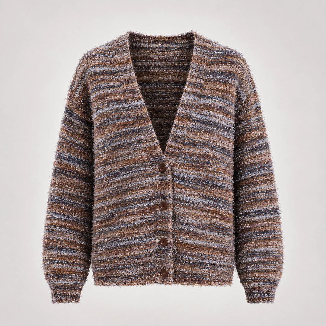 Belara Cotton Blend Cardigan — Charcoal Tweed (apparel solo)