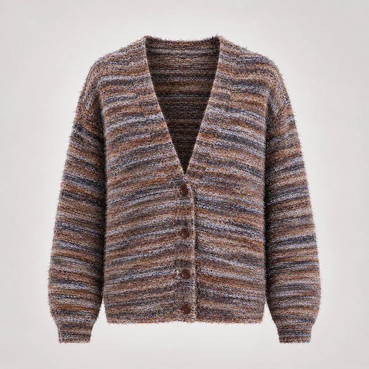 Belara Cotton Blend Cardigan — Charcoal Tweed (apparel solo)