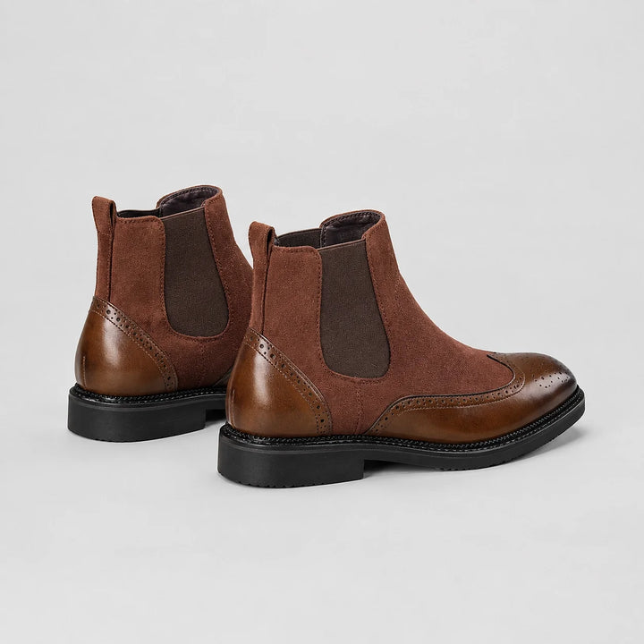 Dreven Leather Chelsea Boots — Cognac Brown (mens shoe angle)