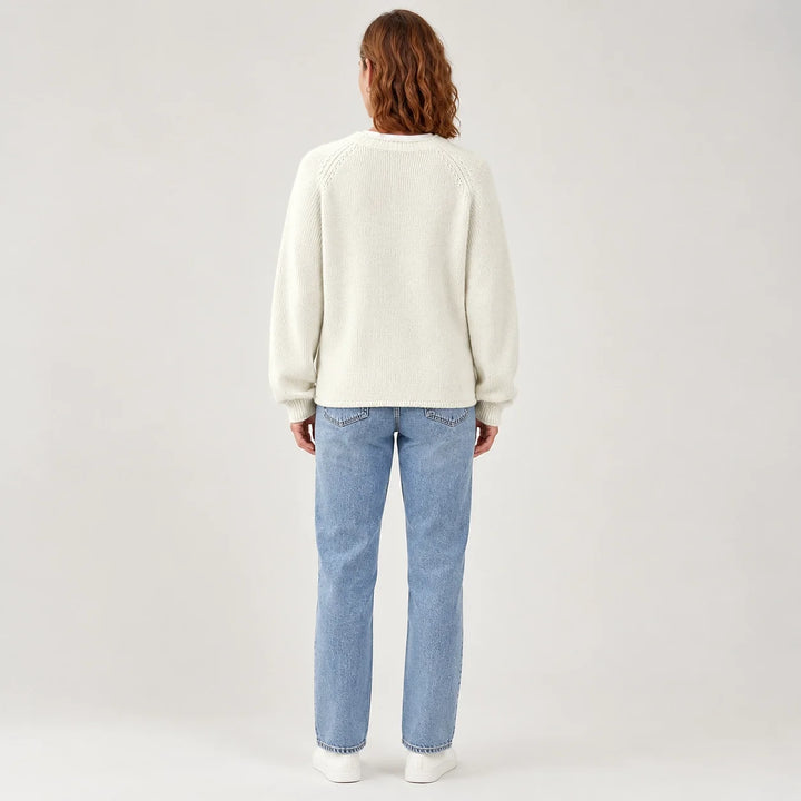 Brinley Intarsia Knit Sweater — Cream (apparel back)