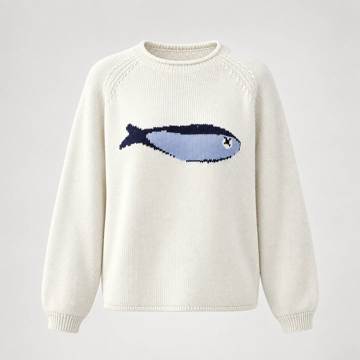 Brinley Intarsia Knit Sweater — Cream (apparel solo)