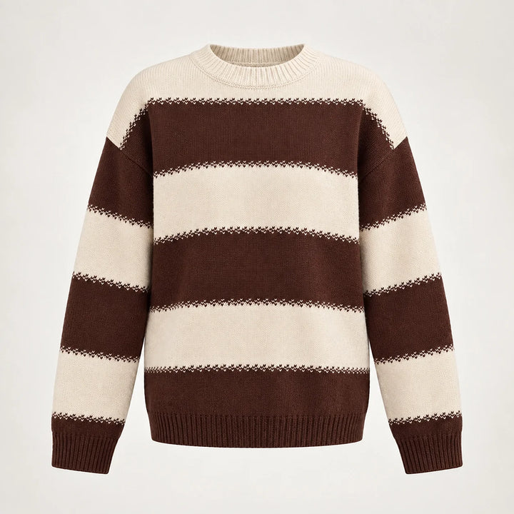 Dalroy Striped Knit Sweater — Cream Chocolate Stripe (apparel solo)