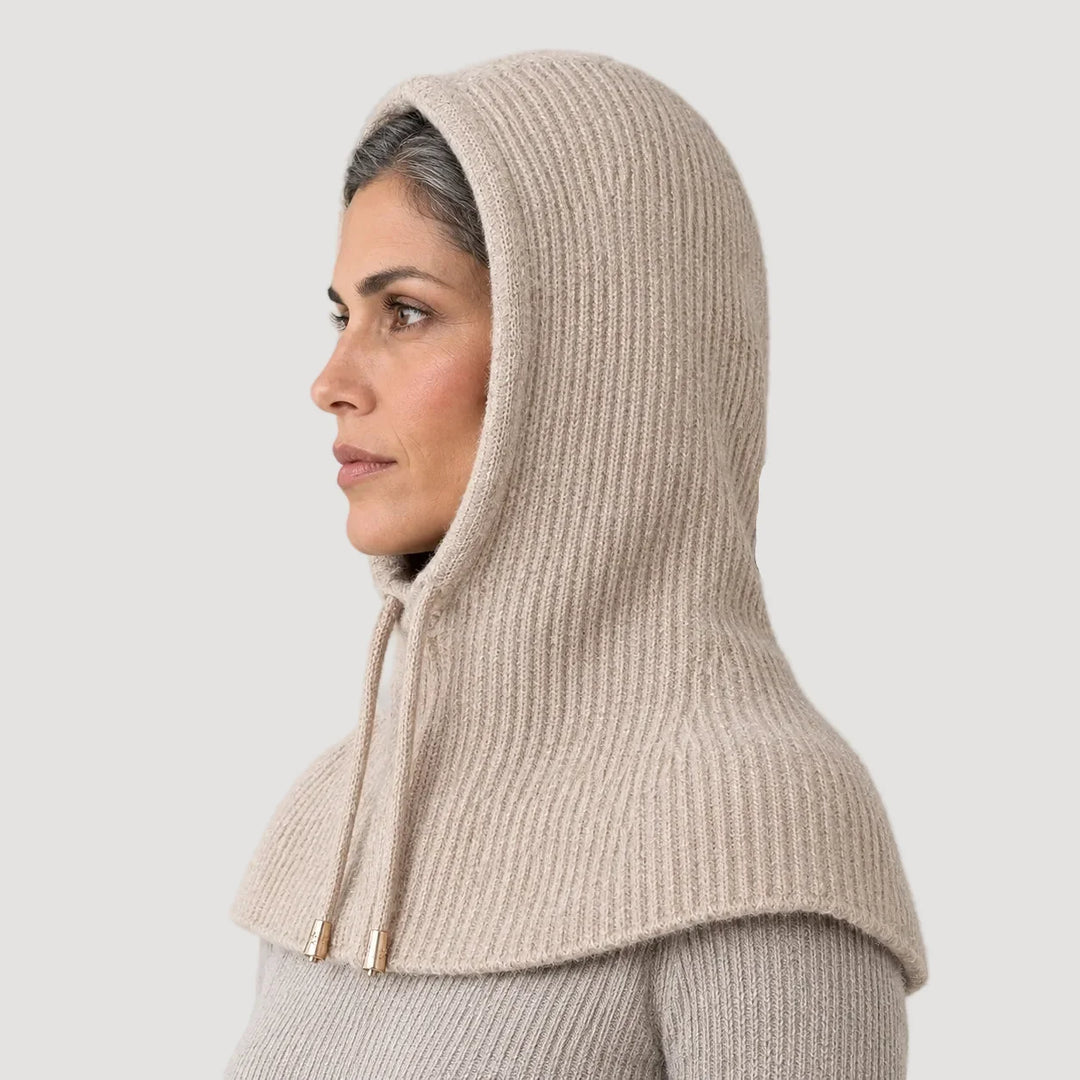 Brynn Wool Blend Balaclava Hood — Cream (headwear model alt)