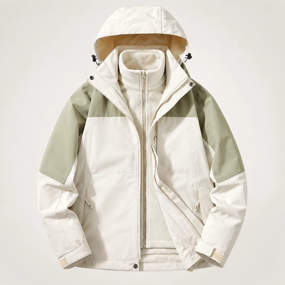 Brindal Hooded Shell Jacket — Cream & Sage (apparel solo)