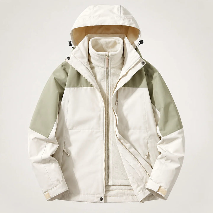 Brindal Hooded Shell Jacket — Cream & Sage (apparel solo)