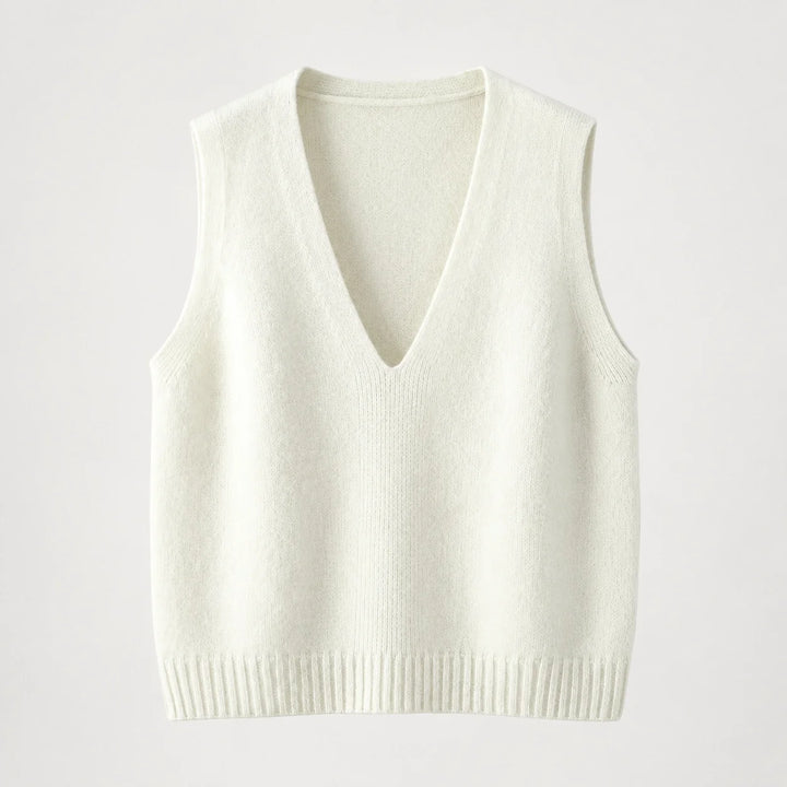 Harlo Wool Sweater Vest — Cream White (apparel solo)