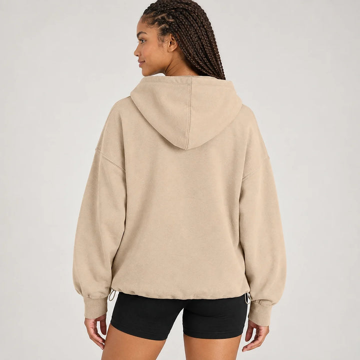 Brelyn Oversized Half-Zip Hoodie — Creamy-white (apparel back)