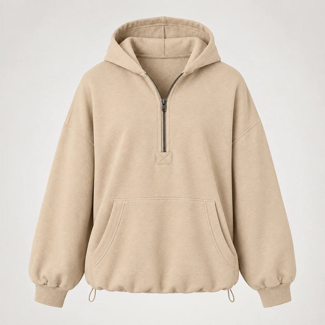 Brelyn Oversized Half-Zip Hoodie — Creamy-white (apparel solo)