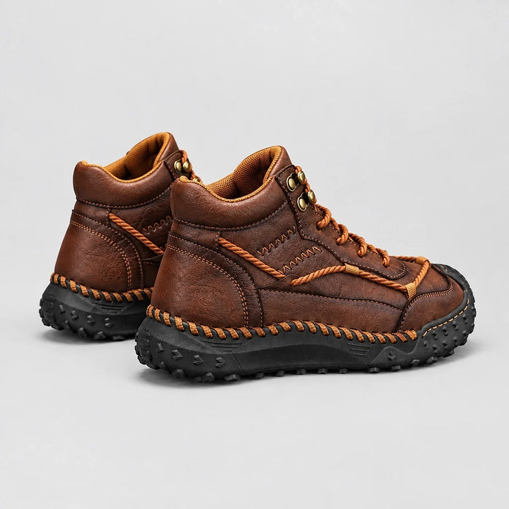 Dravell Leather High-Top Boots — Dark Brown (mens shoe angle)