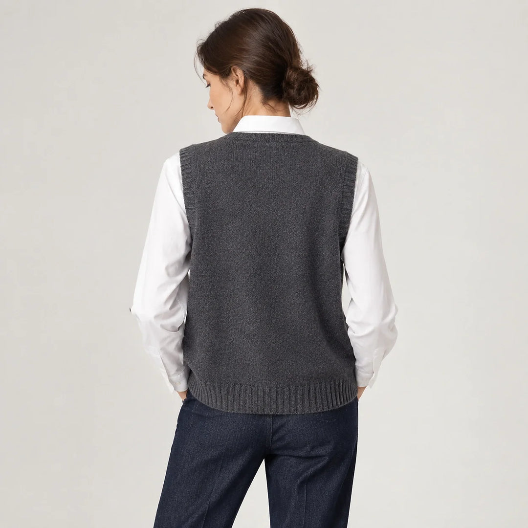 Harlo Wool Sweater Vest — Dark Gray (apparel back)