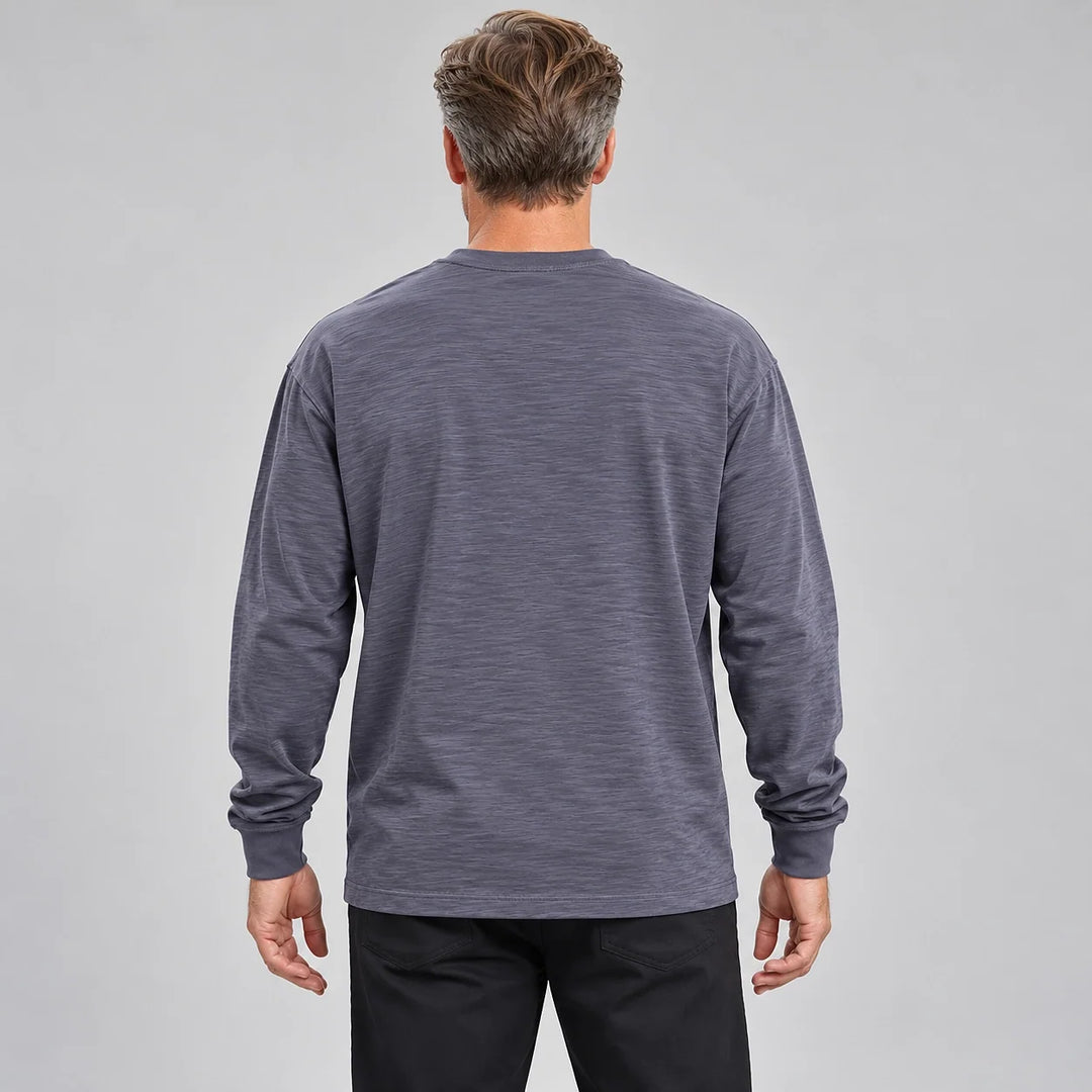 Delsaire Cotton Crewneck Tee — Dark Gray (apparel back)