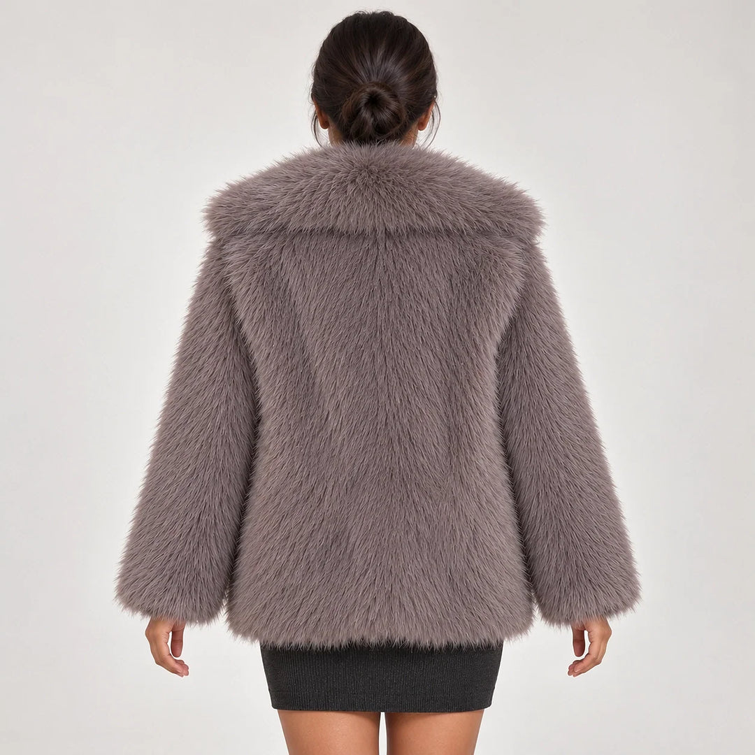 Neravessa Lapel Coat — Dark Gray (apparel back)