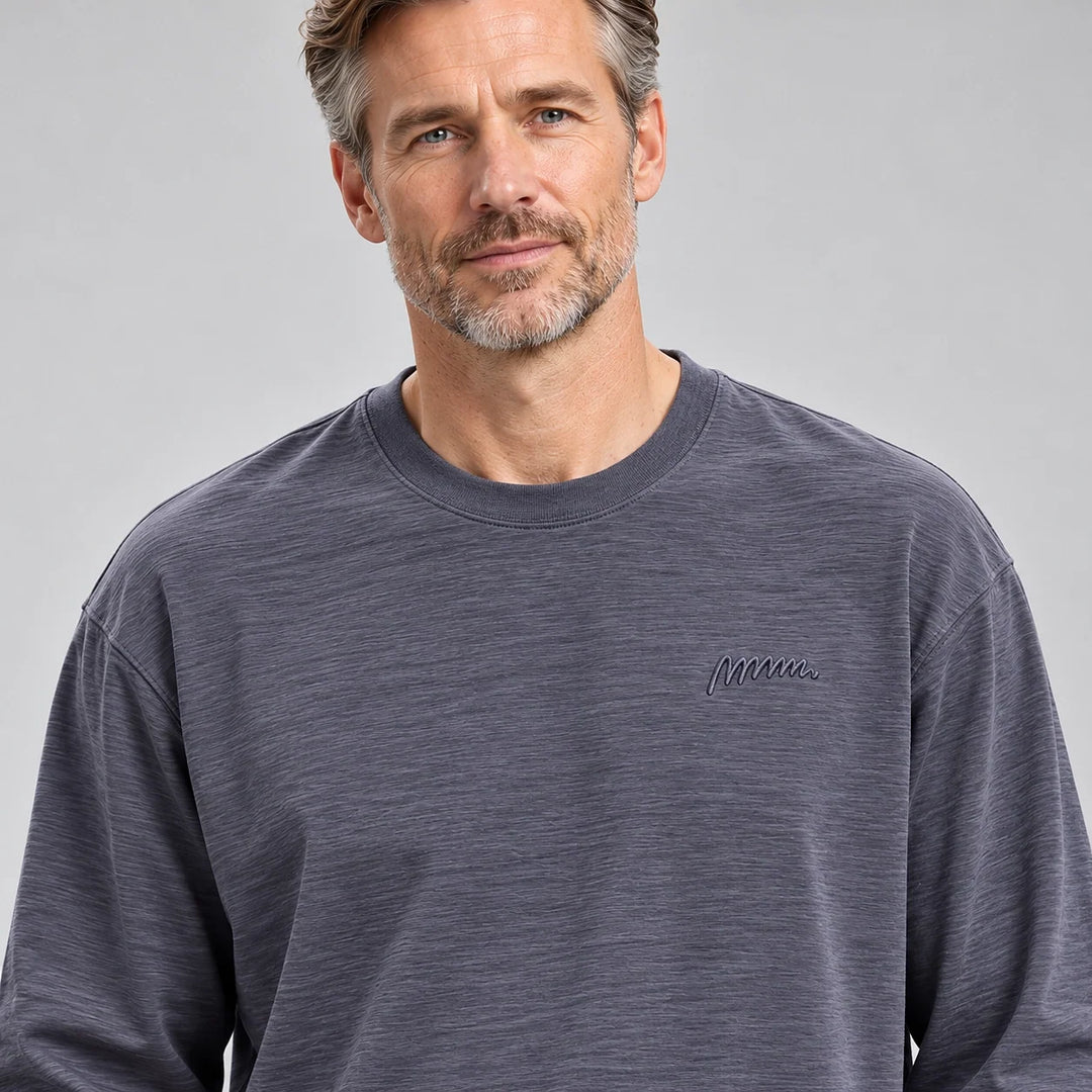 Delsaire Cotton Crewneck Tee — Dark Gray (apparel detail)