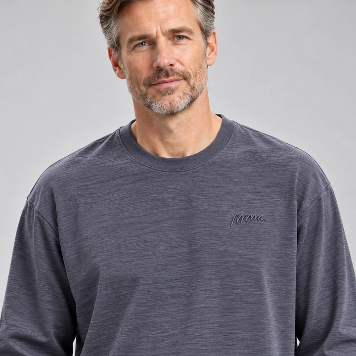 Delsaire Cotton Crewneck Tee — Dark Gray (apparel detail)