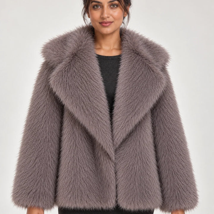 Neravessa Lapel Coat — Dark Gray (apparel detail)