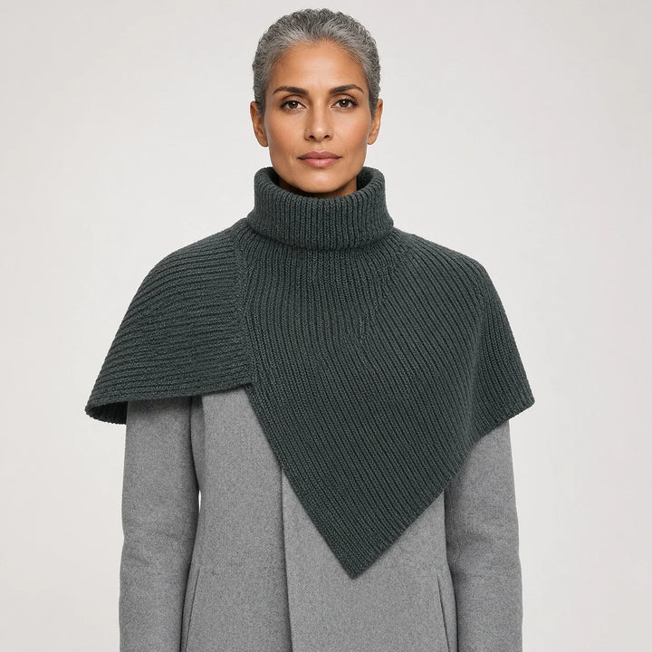 Belvara Ribbed Knit Wrap — Dark Gray (apparel front)