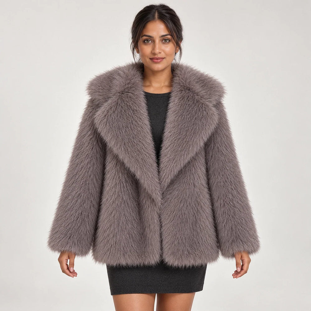Neravessa Lapel Coat — Dark Gray (apparel front)
