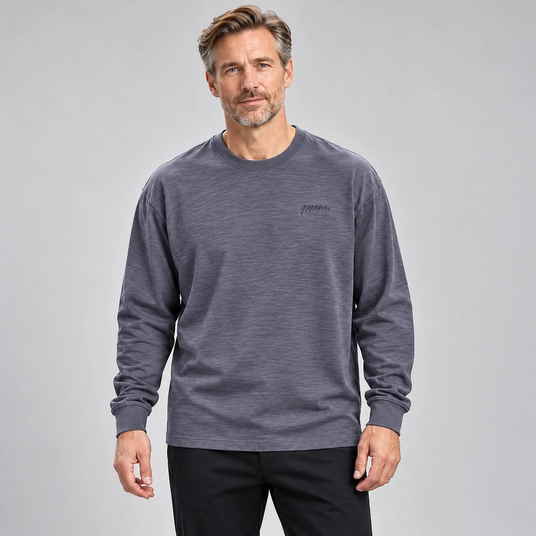 Delsaire Cotton Crewneck Tee — Dark Gray (apparel front)