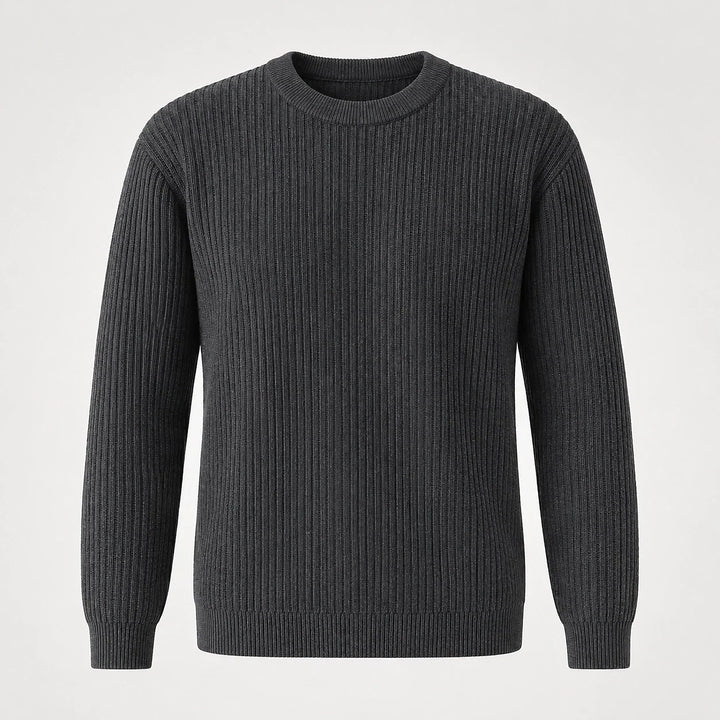 Harlen Ribbed Crewneck Sweater — Dark Gray (apparel solo)
