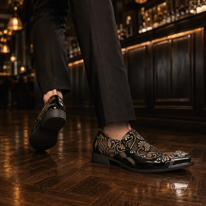 Halvorn Leather Pointed Loafers — Gold (footwear environment 3)