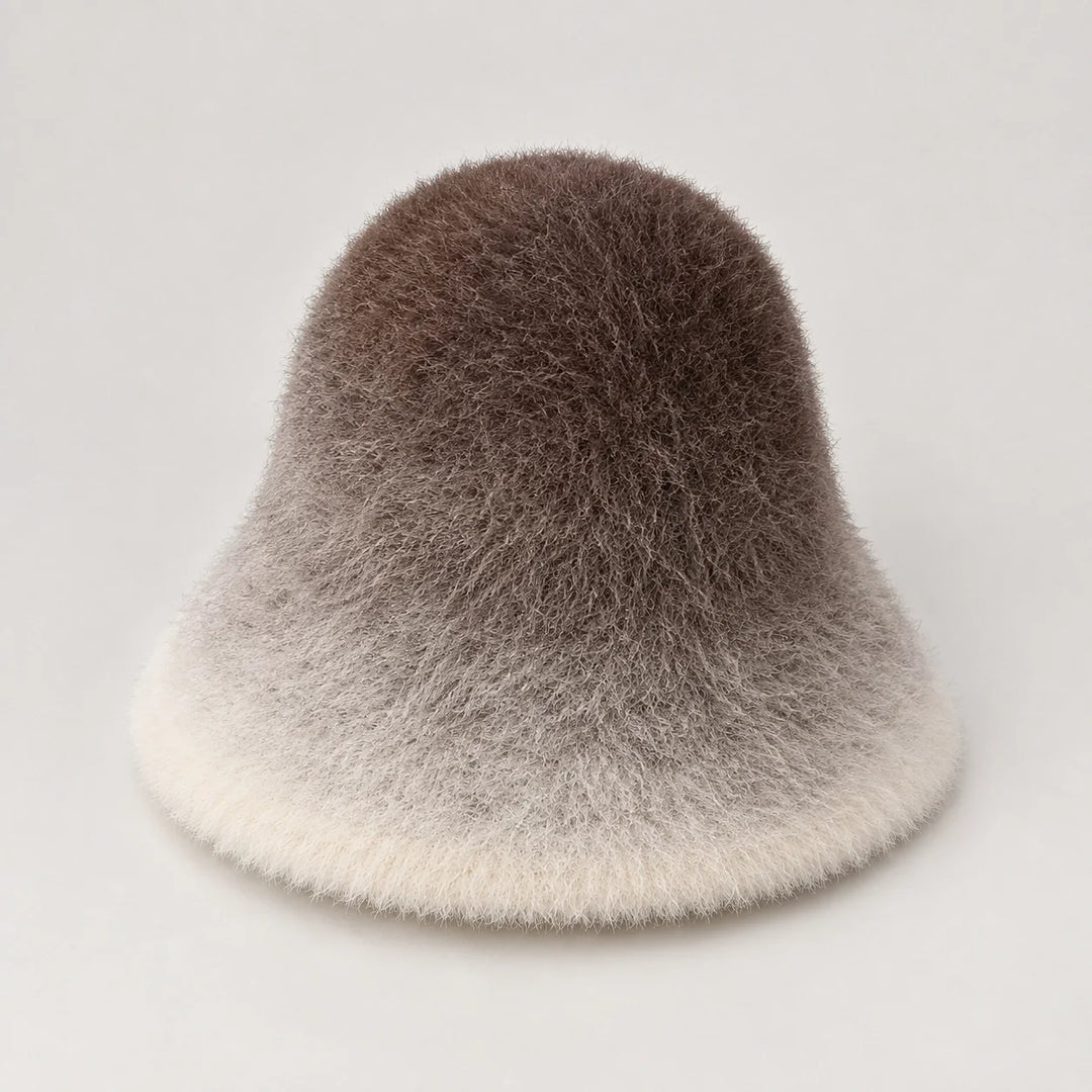 Lumiye Rabbit Fur Bucket Hat — Gradient Rabbit Fur Bucket Hat Brown (headwear solo alt)