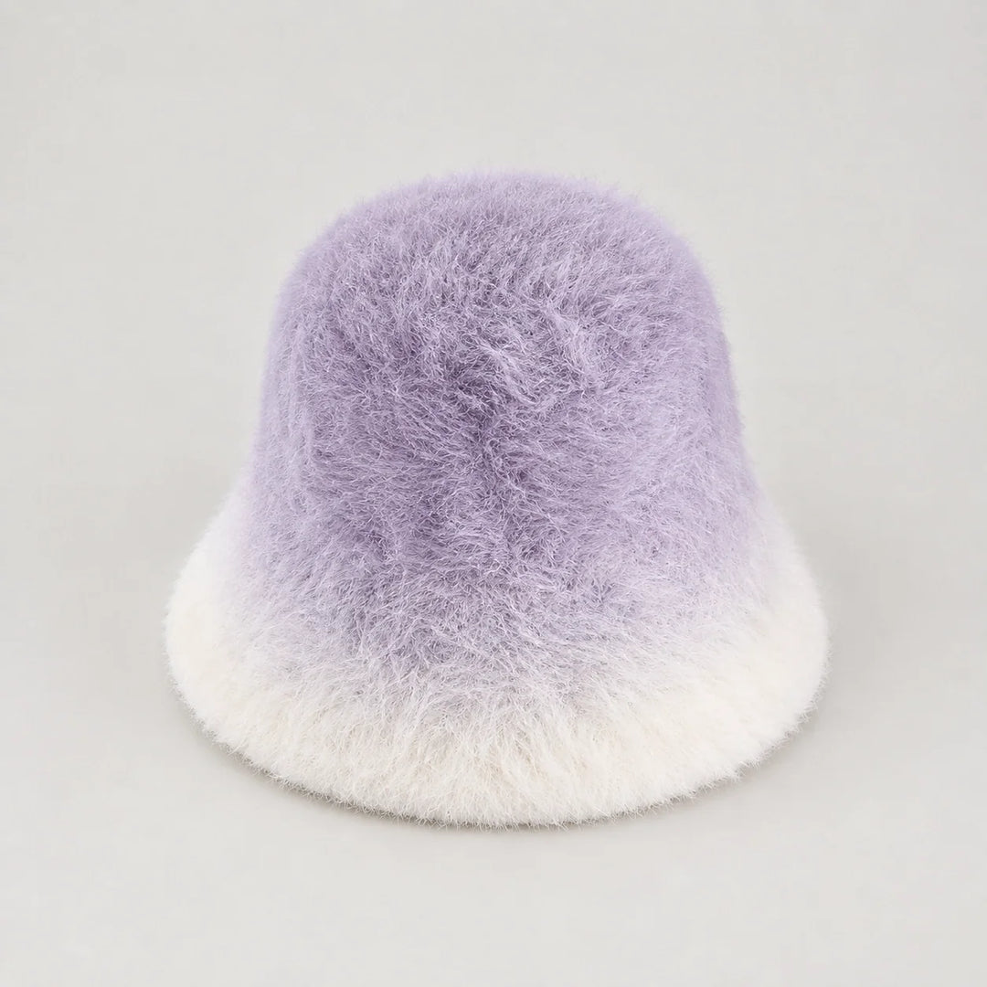 Lumiye Rabbit Fur Bucket Hat — Gradient Rabbit Fur Bucket Hat Purple (headwear solo alt)