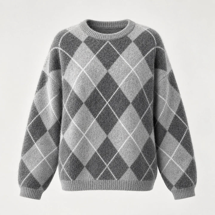 Halwyn Argyle Knit Sweater — Gray (apparel solo)
