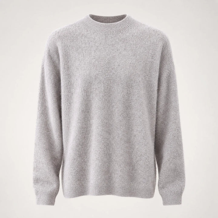 Beloru Cashmere Crewneck Sweater — Gray Beige (apparel solo)