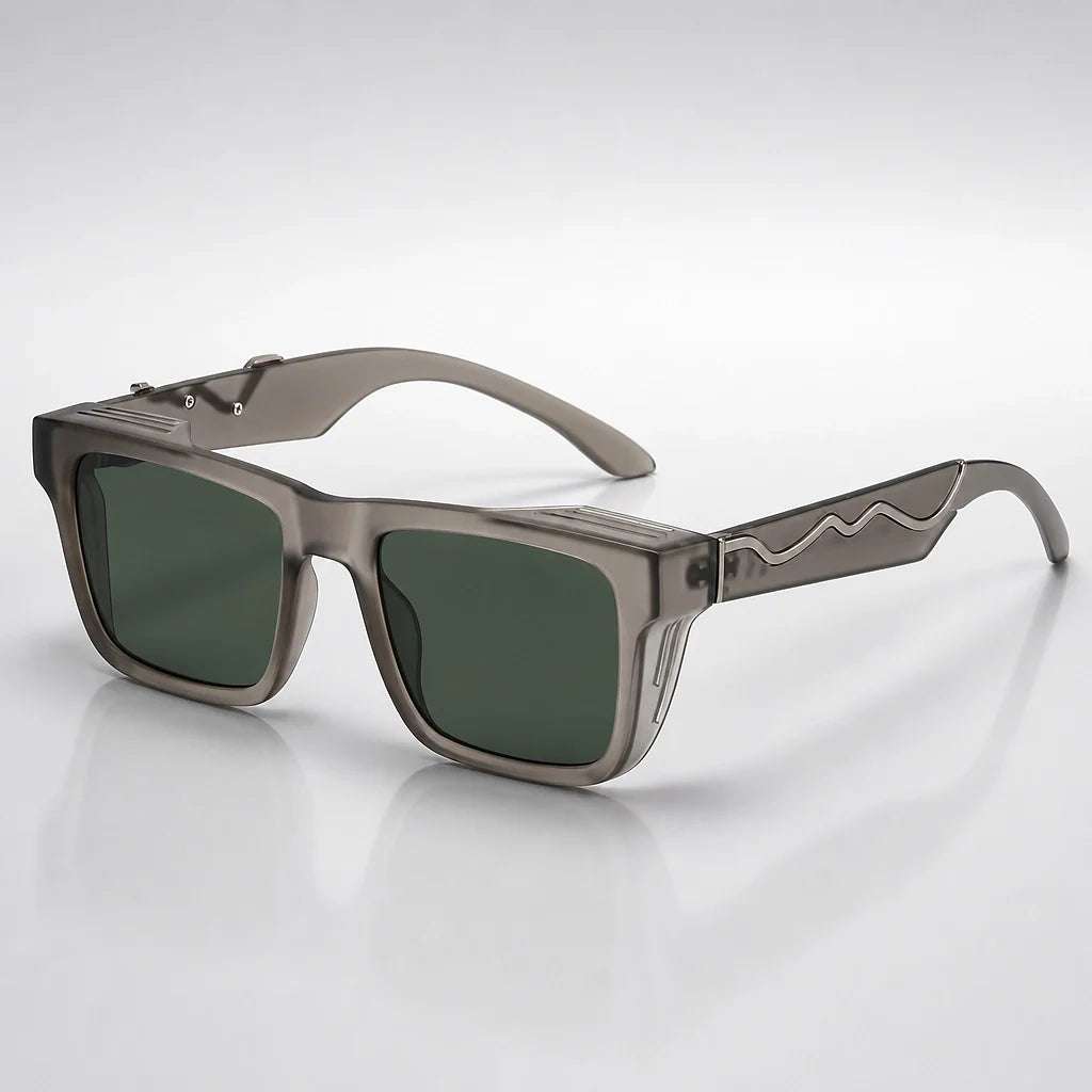 Halvon Ridgeway Sunglasses — Gray Frame Green Film (sunglasses hero)